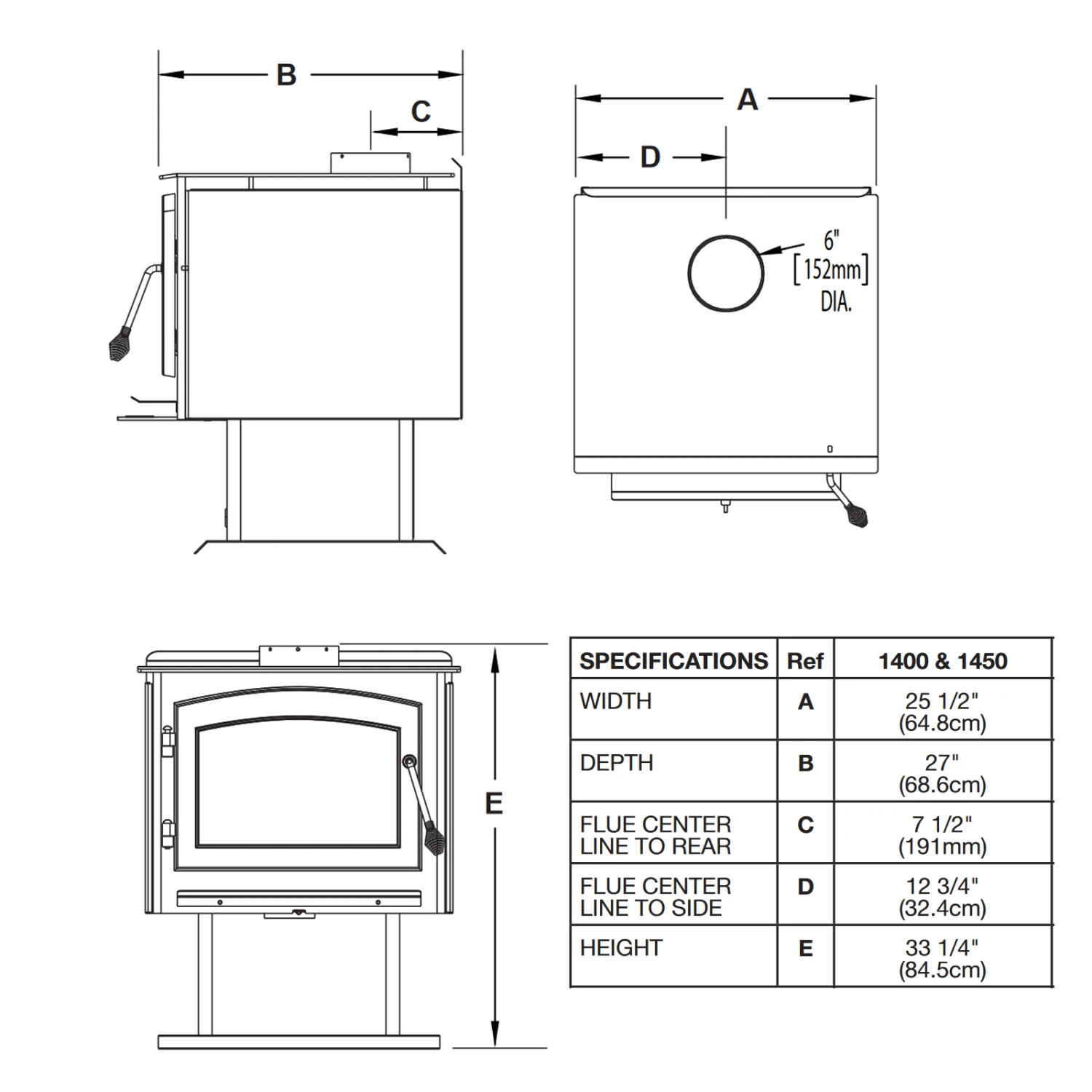 Napoleon Independence Metallic Black Medium Wood Stove - 1450M - Image 2
