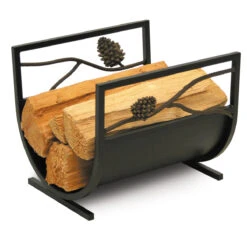 Pilgrim Matte Black Finish 13.5 Inch Pine Cone Wood Rack - 18560