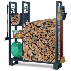 Pilgrim Vintage Iron Finish 48.5 Inch Utility Outdoor Wood Rack - 18565