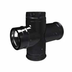 DuraVent Pellet Vent Pro 3 Inch Diameter Black Double Tee W/Clean-Out Tee Cap - 3PVP-DBTB1