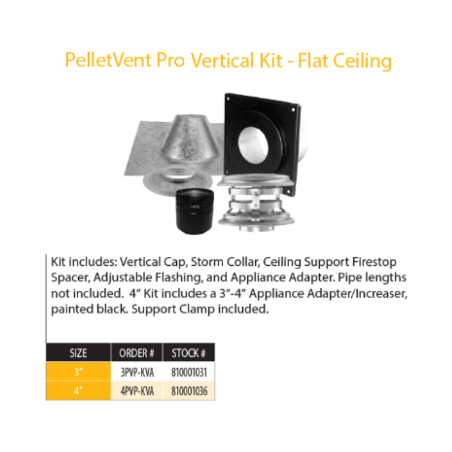 DuraVent Pellet Vent Pro 4 Inch Vertical Kit - Flat Ceiling - 4PVP-KVA - Image 2