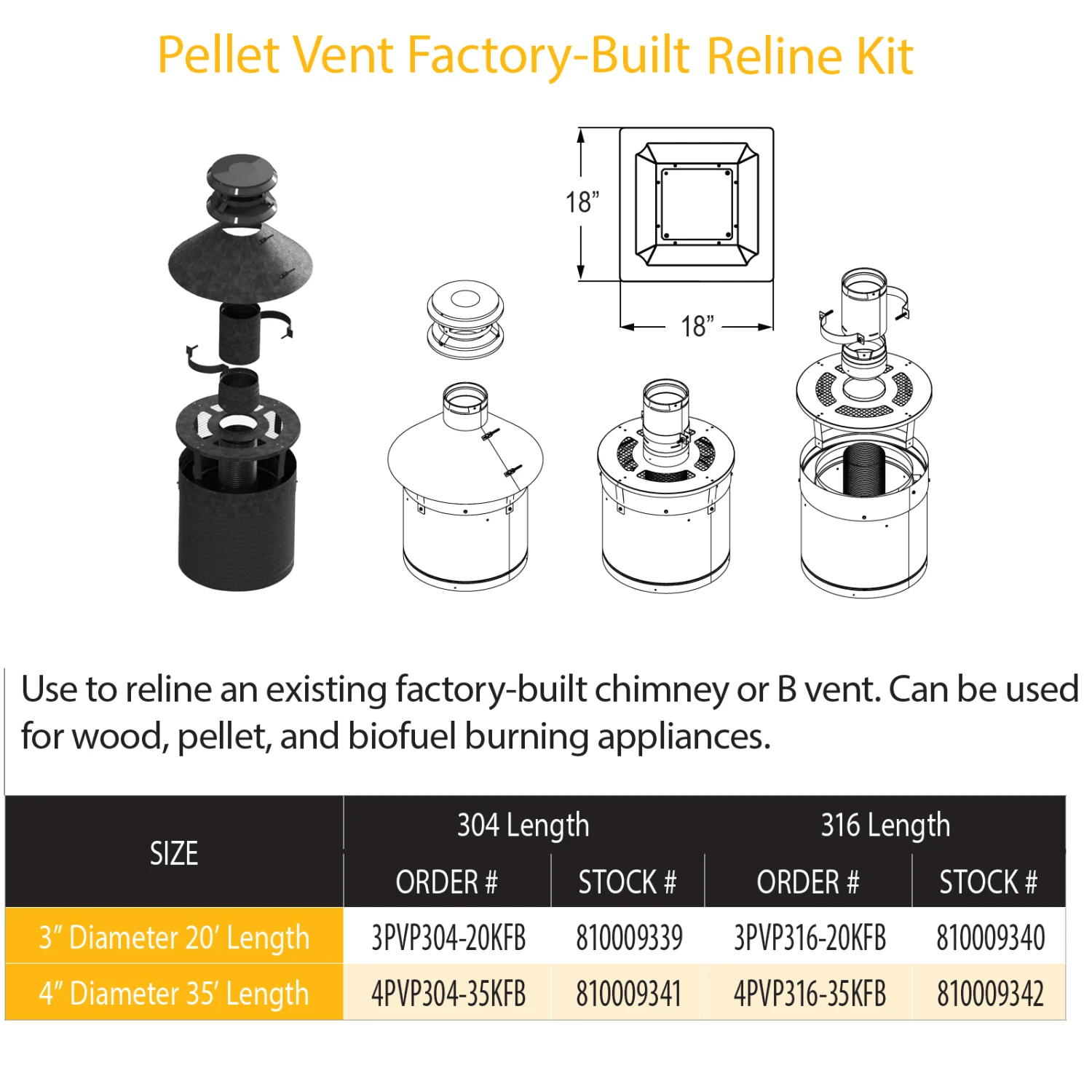 DuraVent Pellet Vent Pro Relining For Factory Built Chimneys - 3PVP316-20KFB - Image 2
