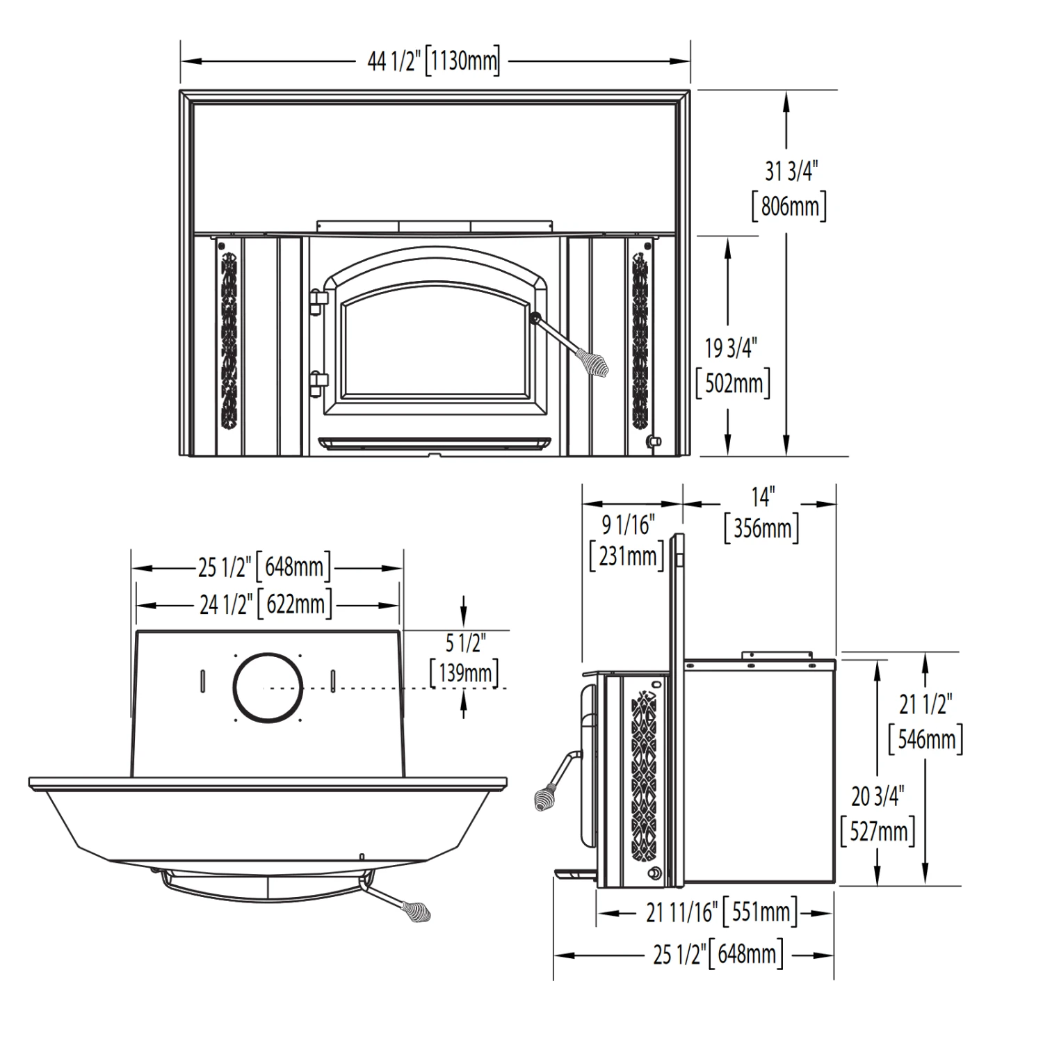 Napoleon Oakdale Deluxe Metallic Black Wood Burning Insert - 1402M - Image 7