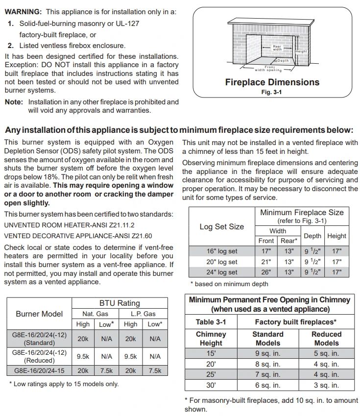 RealFyre G8E Series 16-24 Inch Reduced BTU Vent-Free Gas Log Set - G8E-16-20-24R-12 - Image 2