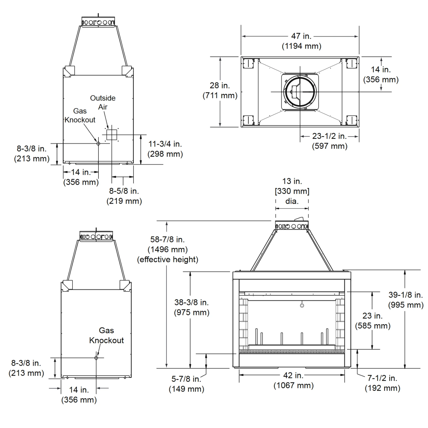 Majestic Designer See-Thru 42 Radiant Wood Burning Fireplace - DSR42 - Image 2