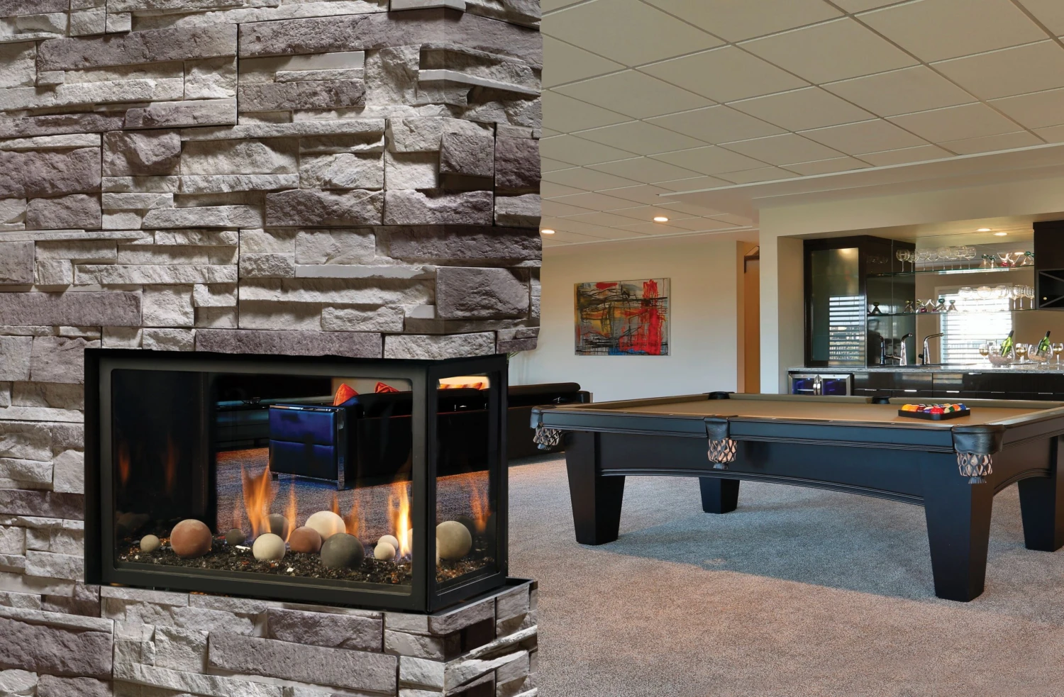 Kingsman Multi-Sided 42 Penninsula Ceramic Clean-Face Direct-Vent Gas Fireplace - MCVP42NH