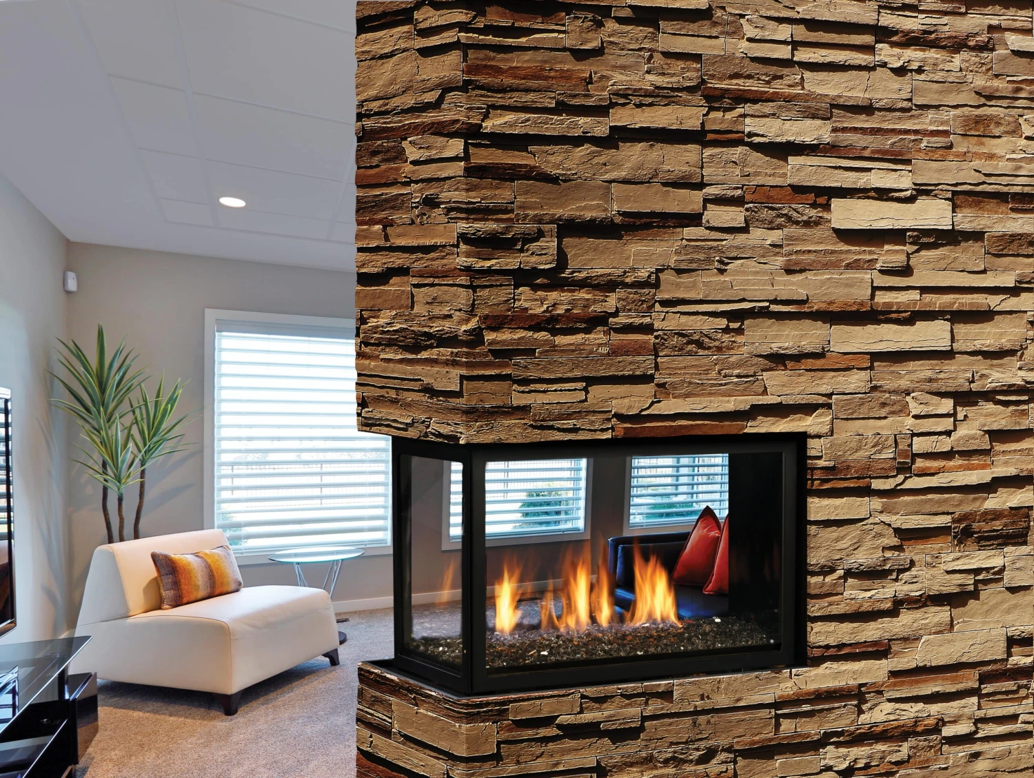 Kingsman Multi-Sided 42 Penninsula Ceramic Clean-Face Direct-Vent Gas Fireplace - MCVP42NH - Image 2