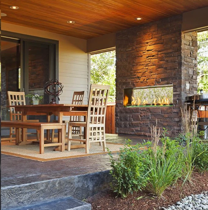 Majestic Lanai 48 Inch See Thru Outdoor Linear Gas Fireplace - ODLANAIGST-48