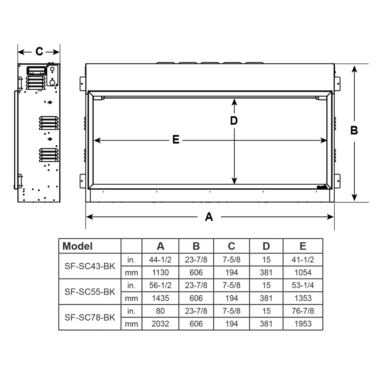 SimpliFire Scion 55 Inch Wall Mounted Electric Fireplace - SF-SC55-BK - Image 2