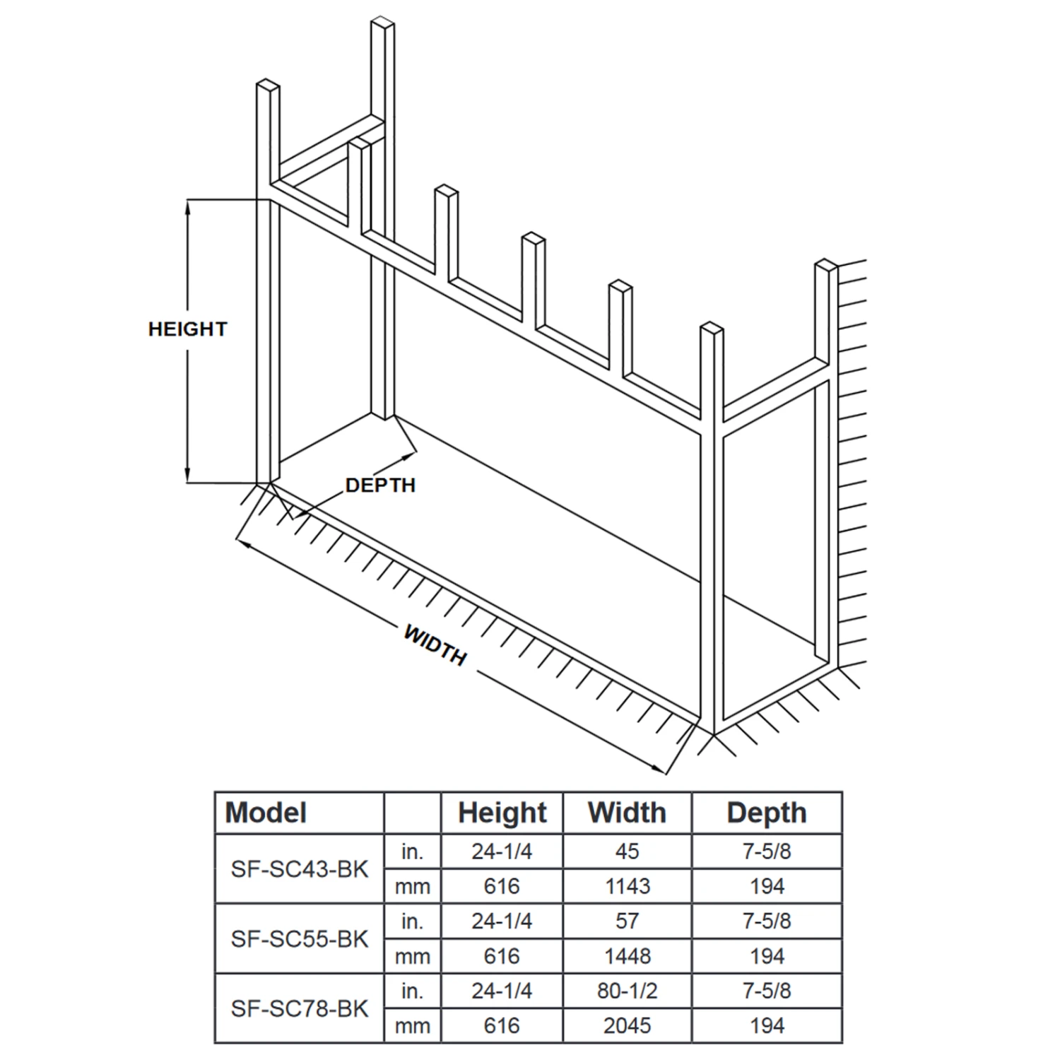 SimpliFire Scion 55 Inch Wall Mounted Electric Fireplace - SF-SC55-BK - Image 3