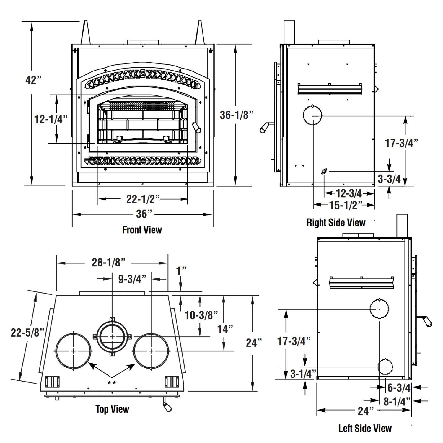 Superior White Stacked Circulating Traditional EPA Certified Wood Fireplace - WCT6820 - Image 2