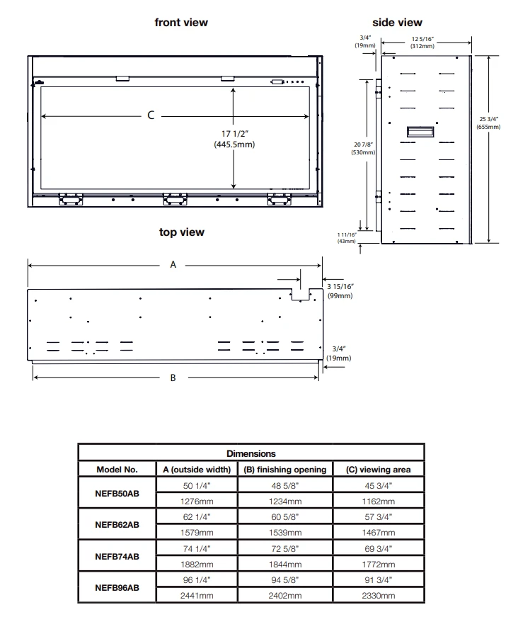 Napoleon Astound 74 Inch Built In Electric Fireplace - NEFB74AB - Image 3