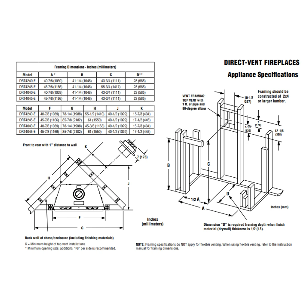 Superior 45 Inch Traditional Top Or Rear Direct-Vent Gas Fireplace - DRT4045 - Image 2