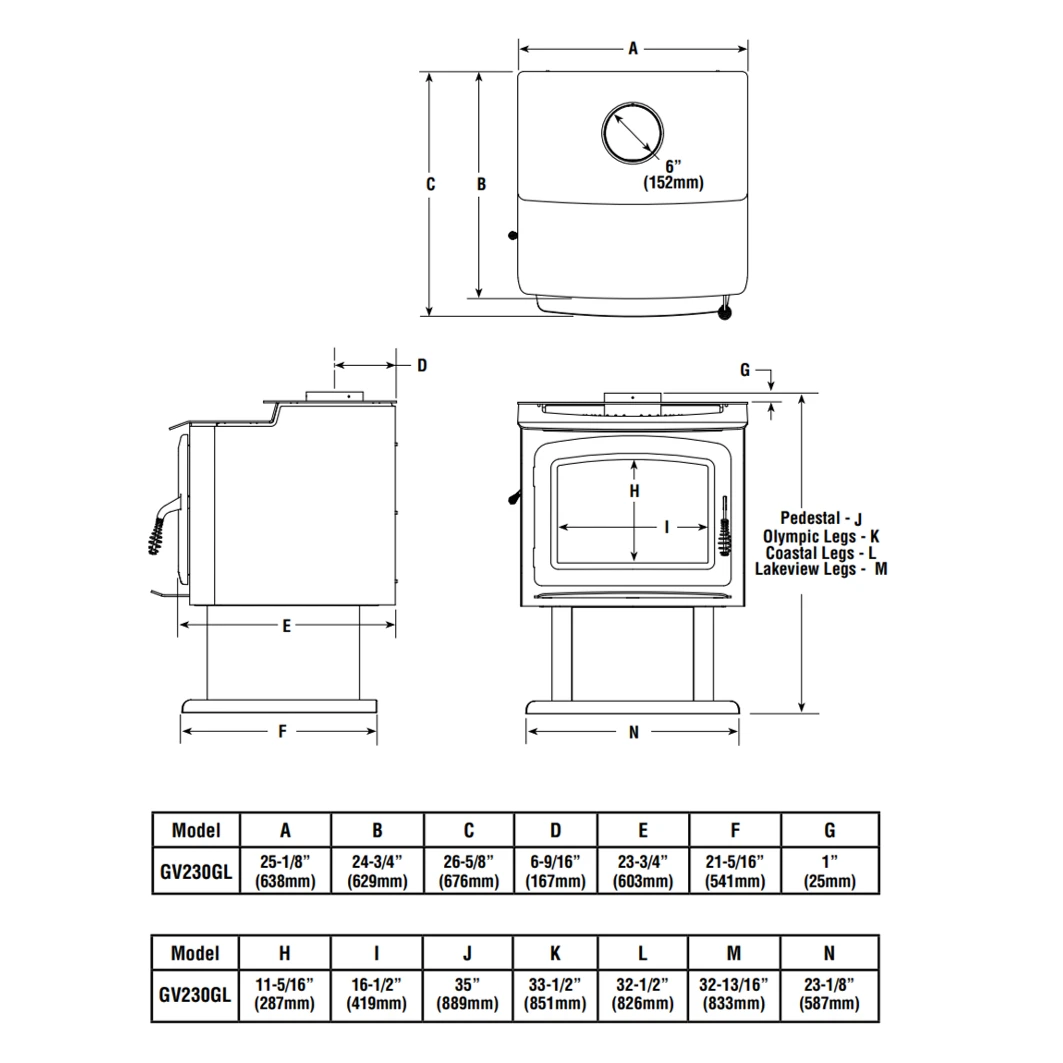 Iron Strike Grandview 230 Wood Burning Stove - GV230GL - Image 2