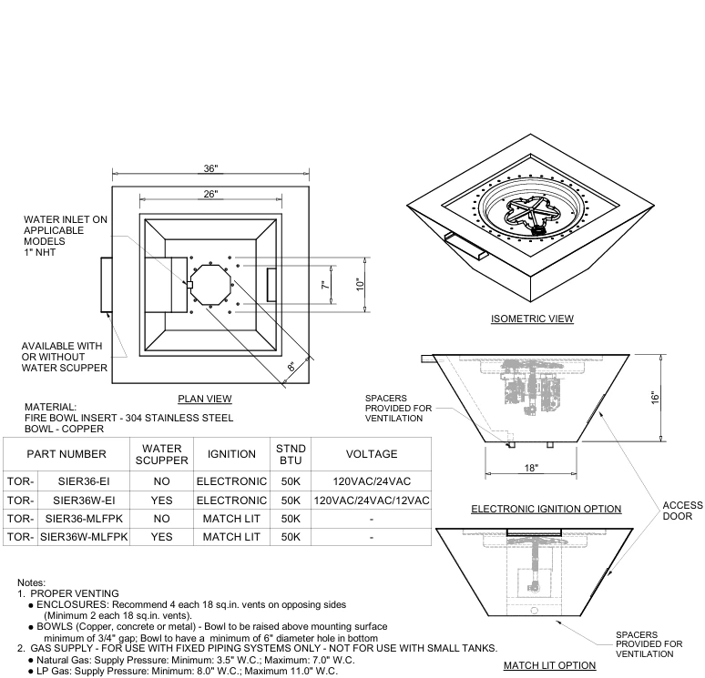 HPC Sierra Smooth Copper Bowl Outdoor Gas Firepit - SIER36-EI - Image 2