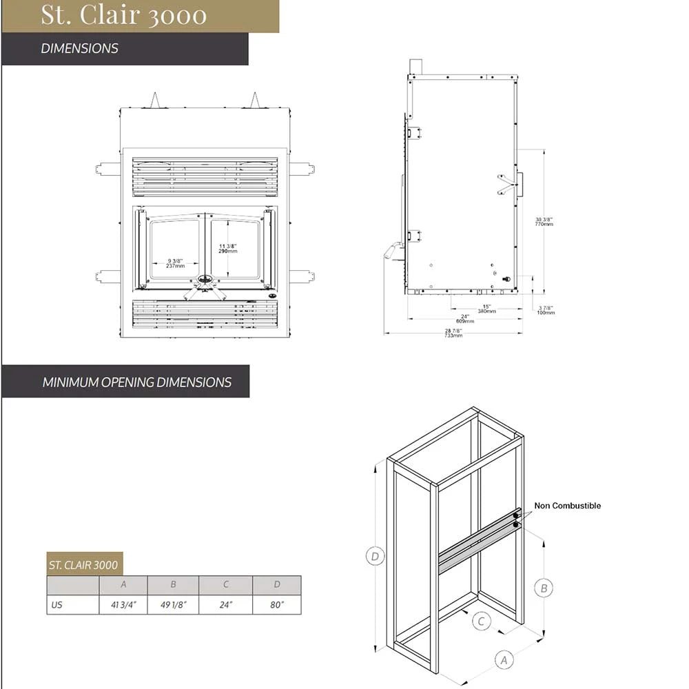 Empire St. Clair 3000 Wood Burning Fireplace - WB30FP - Image 2