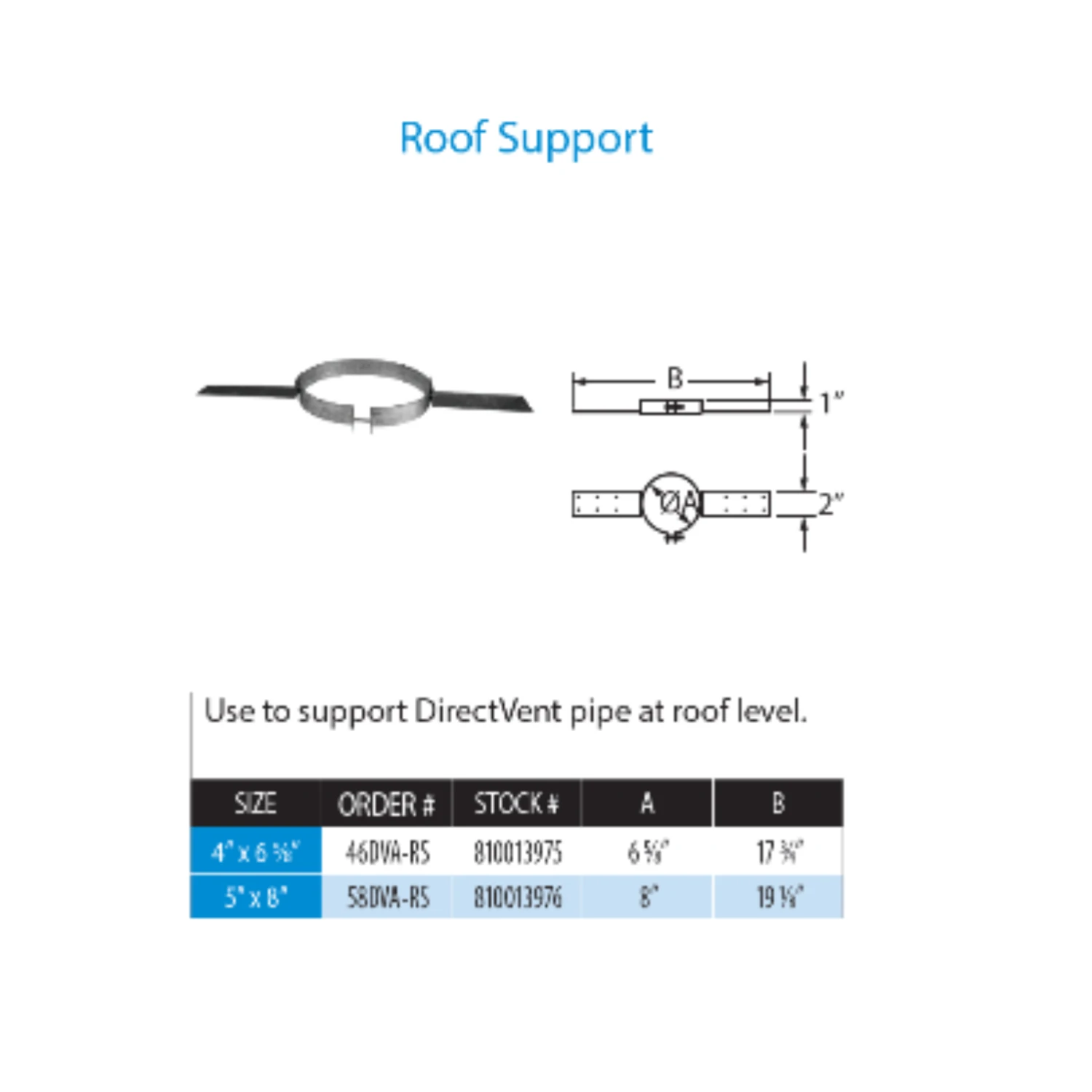 DuraVent Direct Vent Pro 4X6 Diameter Roof Support Direct Vent Pipe For Gas Fireplaces & Gas Stoves - 46DVA-RS - Image 2