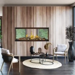 Napoleon See-Through Tall Linear Vector 50 With Luminous Logs Direct Vent Gas Fireplace - TLV50LN2