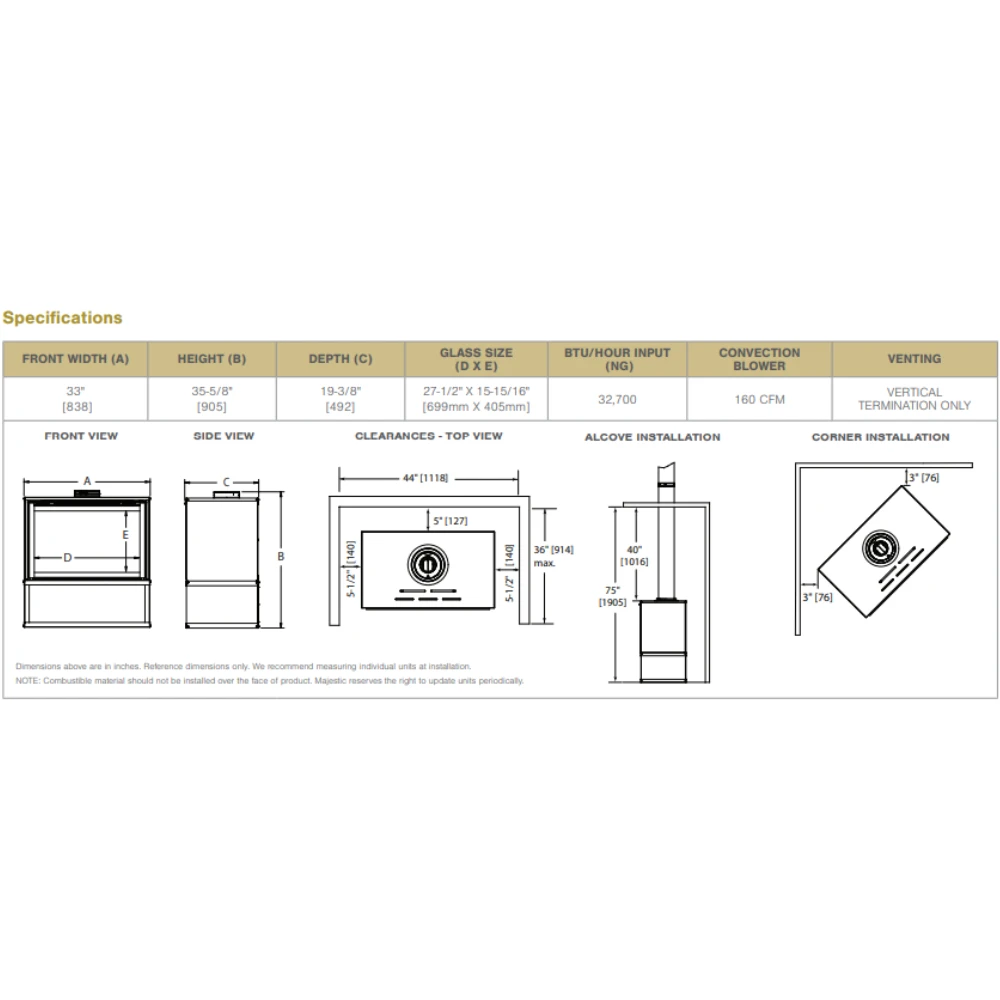 Majestic Ruby 30 Direct Vent Free Standing Gas Fireplace - RUBY30IN - Image 2